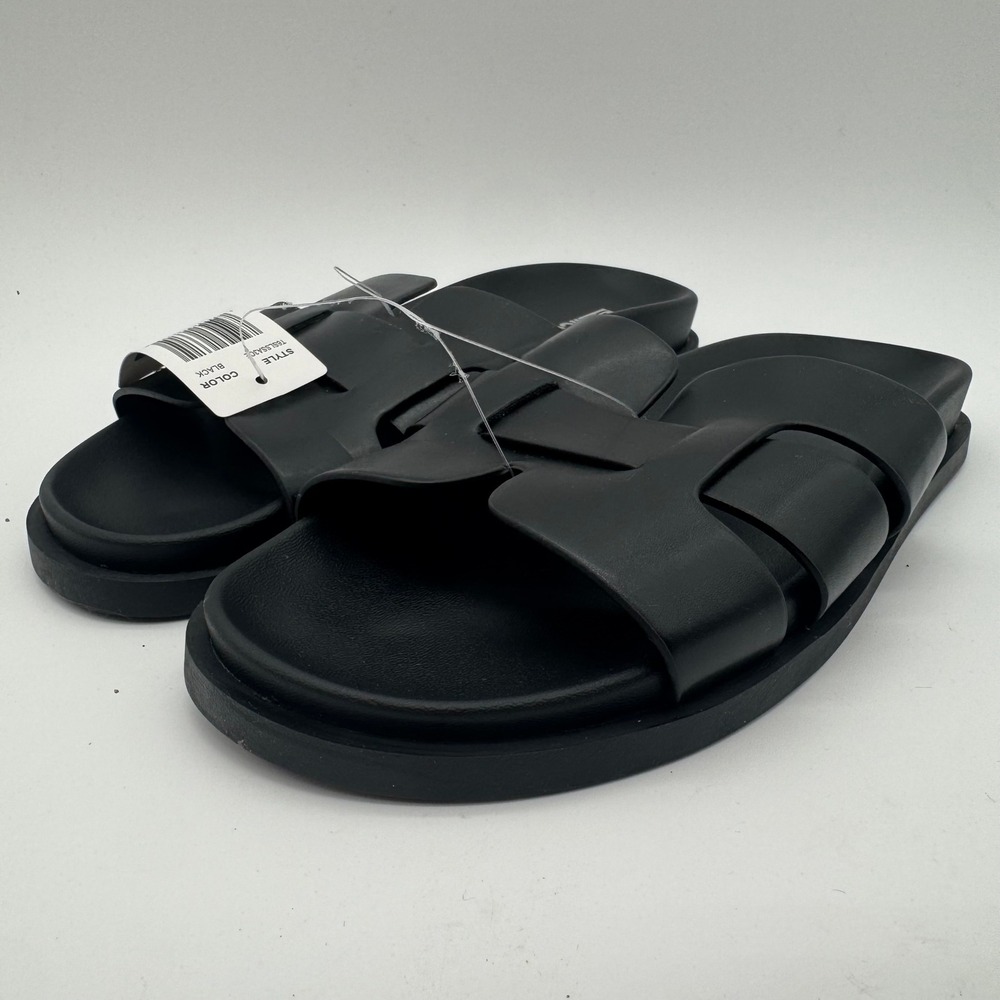 Women's H-Band Sandals Black Cushioned Slide Sandals Size 8